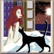 Cross stitch pattern Girl with Cat