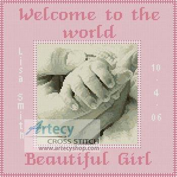 Baby Girl Hand Sampler Cross Stitch Pattern samplers Artecy cross stitch baby sampler