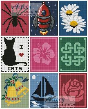 FREE cupcake cross stitch pattern and polka dot paper