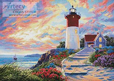 Artecy Cross Stitch. Mini Lighthouse Painting Cross Stitch Pattern
