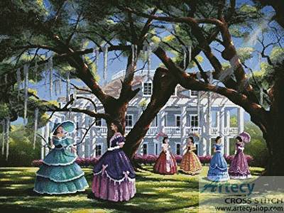 Wartime Gathering Cross Stitch Pattern women