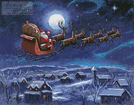 Twas the Night Before Christmas Cross Stitch Pattern santa