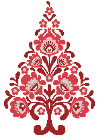 polish folk art christmas tree red cross stitch pattern tree gift certificates to print