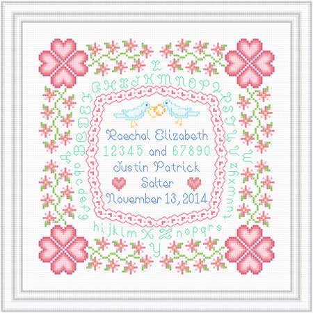 free cross-stitch wedding ring pillow