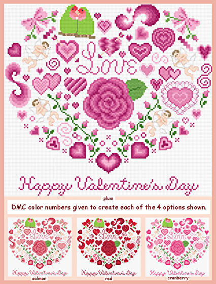 Happy Valentine's Day Cross Stitch Pattern valentines Happy Valentine's Day Cross Stitch Pattern valentines