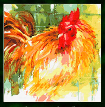 White Willow Stitching Tribal Rooster - Cross Stitch Pattern