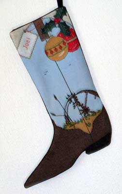 Western-Christmas-Stocking-Patterns Wagon Wheel Cowboy Boot Stocking Cross Stitch Pattern christmas