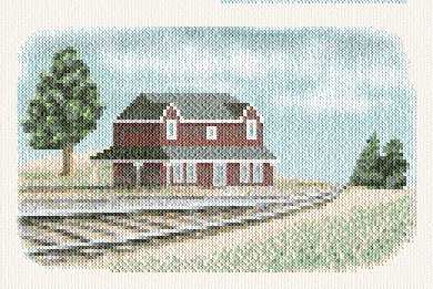 cross stitch pattern Train Station