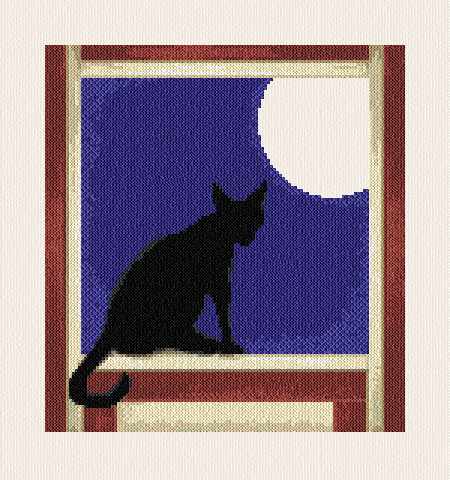 cross stitch pattern Cat in the Window