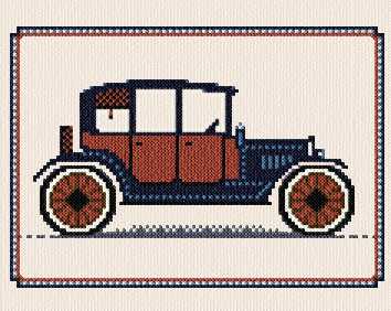 Vintage Retro 1950s Girl Hanging Out of Car PDF Cross-Stitch