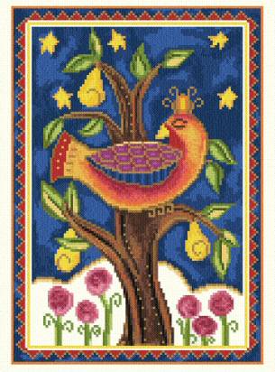 cross stitch pattern Partridge in a Pear Tree