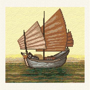 cross stitch pattern Chinese Junk Sailboat