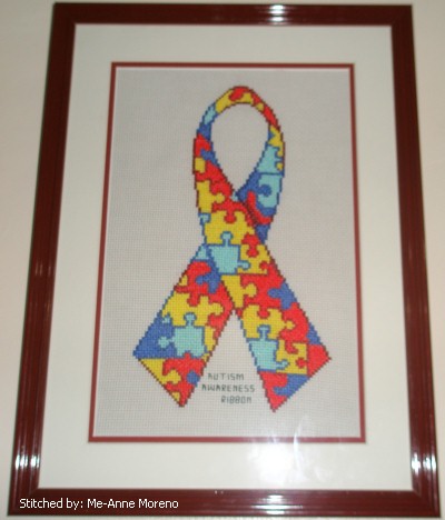 cross stitch pattern Autism Awareness Ribbon