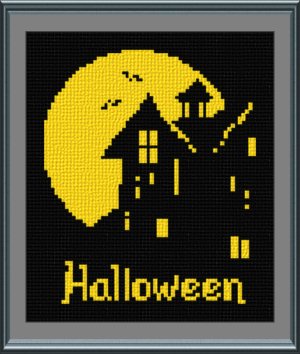 cross stitch pattern Halloween House