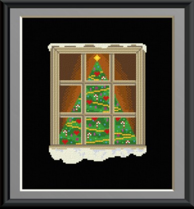 cross stitch pattern Christmas Window