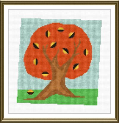 cross stitch pattern Fall Tree