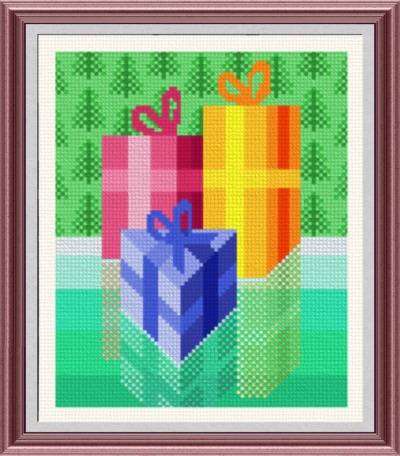 cross stitch pattern Christmas Presents