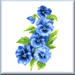 cross stitch pattern Pansies 2 - blue