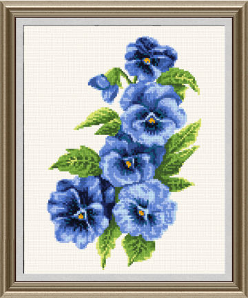 Pansies 2 - blue Cross Stitch Pattern pansies