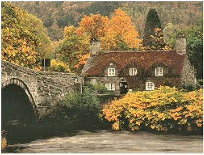 cross stitch pattern Autumn Cottage
