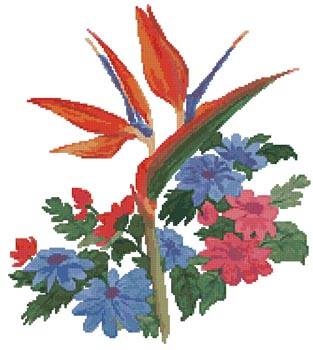 cross stitch pattern Bird of Paradise Bouquet