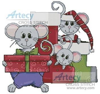cross stitch pattern Christmas Mice