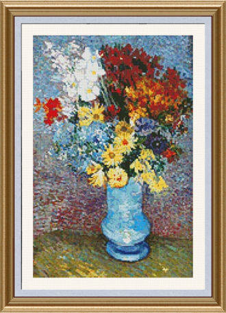 cross stitch pattern Flowers in a Blue Vase