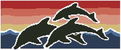 cross stitch pattern Sunset Dolphins