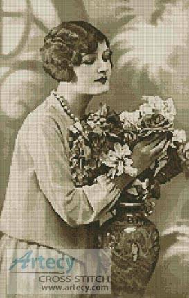 cross stitch pattern 1920's Lady