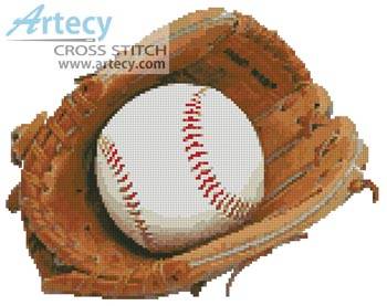 cross stitch pattern Baseball Glove and Ball