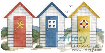 cross stitch pattern Beach Huts