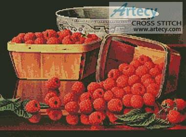 cross stitch pattern Basket of Raspberries