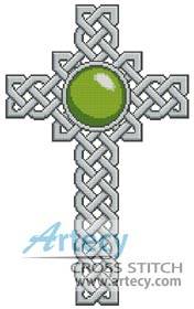 cross stitch pattern Celtic Cross August Peridot