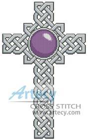 cross stitch pattern Celtic Cross February  Amethyst 