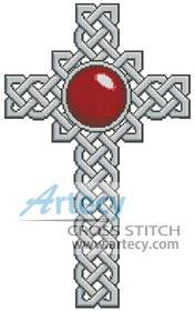 cross stitch pattern Celtic Cross January - Garnet