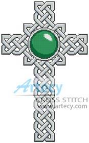 cross stitch pattern Celtic Cross May - Emerald