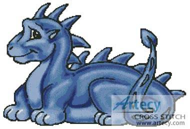 cross stitch pattern Cute Dragon (Blue)