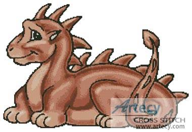 cross stitch pattern Cute Dragon (Terracotta)