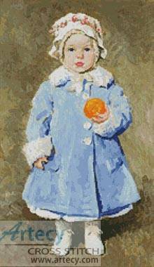 cross stitch pattern Child with an Orange