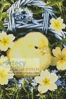 cross stitch pattern Easter Chick in Basket
