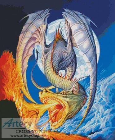 cross stitch pattern Fire Dragon
