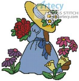 cross stitch pattern Flower Girl
