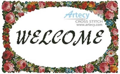 cross stitch pattern Floral Welcome
