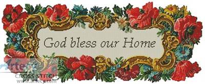 cross stitch pattern God Bless our Home