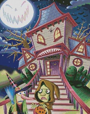 cross stitch pattern Halloween House