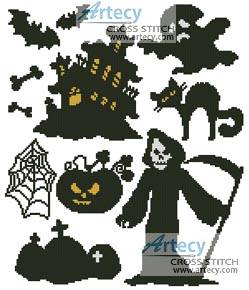 cross stitch pattern Halloween Motifs 2