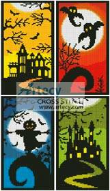 cross stitch pattern Halloween Sampler