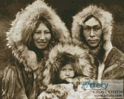 cross stitch pattern Inuit Family
