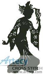 cross stitch pattern Japanese Lady