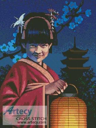 cross stitch pattern Japanese Girl